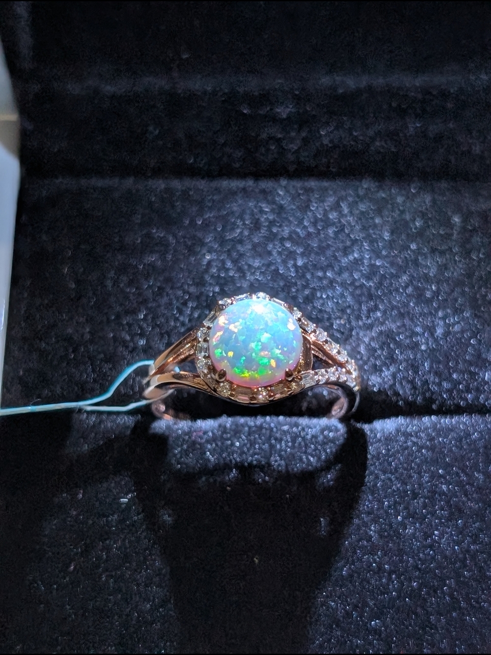 925 Sterling Silver White Lab Opal Ring Size 7 Rose Gold Finish